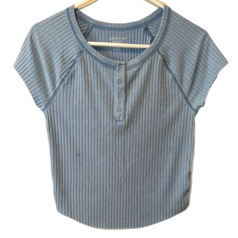 American Eagle Outfitters Blue Ribbed Women's Top